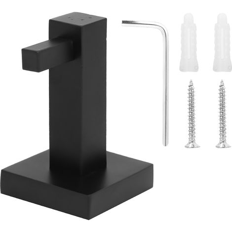 Schwarzer Wandgarderobenhaken aus Edelstahl für Badezimmer, 153 g – 2 Größen (4/7 cm) mit quadratischer Basis (1/5)