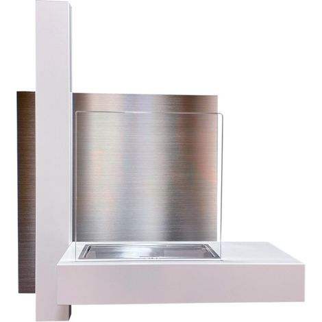 Chimenea de bioetanol de pared moderna con vidrio templado Vienna - Blanco