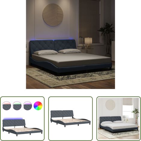 LED-Leuchten - Bettgestell mit LED ohne Matratze Dunkelgrau 180x200 cm Samt (1/5)