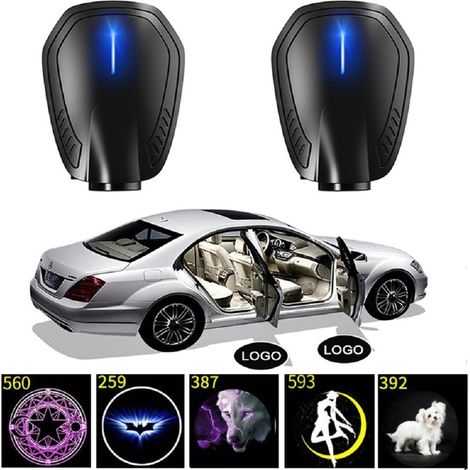 (2 pièces - pour Nissan) Lampe de bienvenue lumineuse LED rechargeable avec logo de voiture, projecteur d'ambiance, éclairage décoratif pour véhicule. (1/4)