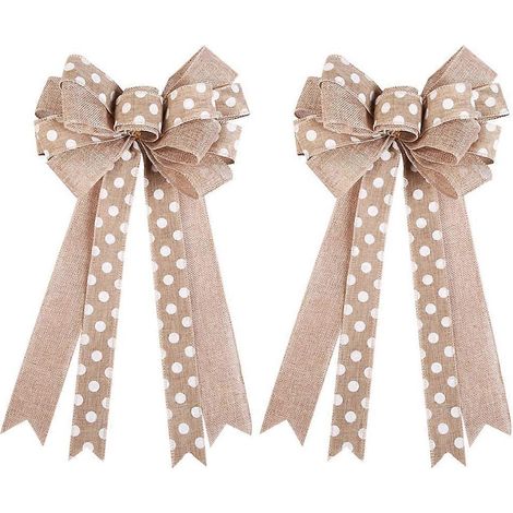 Lot de 2 décorations de Noël en forme de nœud papillon, pendentif pour sapin, ornement créatif.-40x25cm-Khaki