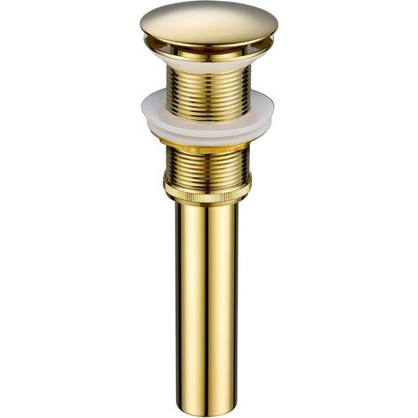 Scarico per lavabo a scomparsa senza troppopieno, scarico per lavabo in ottone, tappo di scarico a scomparsa, oro (1/3)