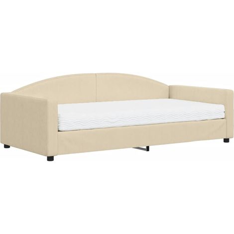 Maison Exclusive - Divano Letto con Materasso Crema 100x200 cm in Tessuto (1/5)