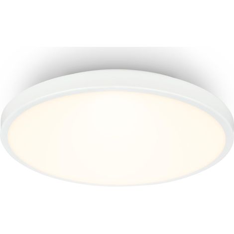 Plafonnier LED avec panneau décoratif, lumière blanche chaude, 10W, 1200lm, salon, chambre, luminaire plafonnier, 24 x 6 cm, blanc (1/5)