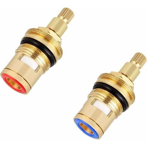 2Pcs Cartouche Ceramique Mitigeur, Laiton Résistant Corrosion Joint Tete, Robinet Ceramique Universel Antidéflagrant, haut pour Rechange Robinet de Bain Cuisine, Salle de Bain(1 Bleu + 1 Rouge) (1/5)
