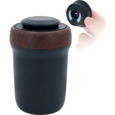 Cendrier de Voiture Grain Bois avec Briquet et LED Multicolores Respirantes, Ouverture par Pression, Amovible et Portable (1/5)