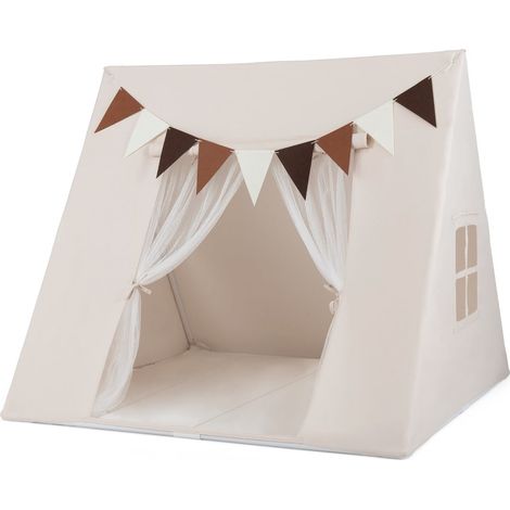 Tienda de juegos para ninos en interiores con tapete lavable y banderas 211173176 (1/5)