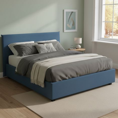 Lit Double Ariadni, Matelas Inclus, Fabriqué en Italie, bleu (1/5)