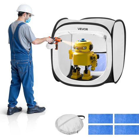 VEVOR Cabine de Peinture Portable et Legere 40,5 x 40,5 x 43 cm, Tente de Pulverisation de Conception Pop-up, avec Porte Grillagee, pour Petits Modeles, Sculptures, Vases, Cadres Photo, Blanc