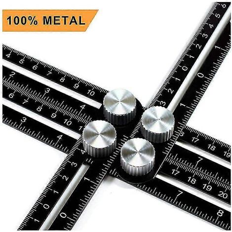 Outil de mesure d'angle / règle multi-angles / gabarit d'angle en alliage d'aluminium noir 25 cm (1/5)