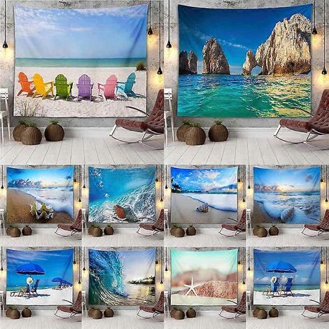 Tapisserie murale « Magnifique paysage marin » – Décoration d'intérieur, Décoration de fêtes, Style bohème, Décoration esthétique pour la chambre (1/2)