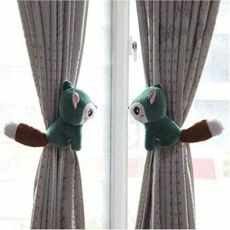 2 Stück Eichhörnchen-Raffhalter aus Plüsch, niedliche Vorhangclips, Vorhangzubehör für Kinderzimmer, Wohnzimmer, Büro, Fenster