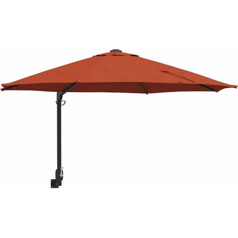 Sombrilla de jardín moderna inclinable de 248 x 248 x 148 cm para exterior fabricada en poliéster color terracota 020058631