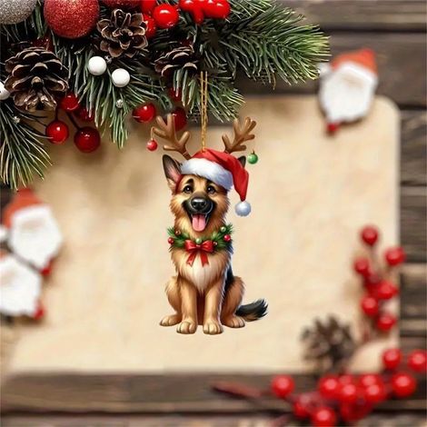 Pendentif Chien Acrylique - Décoration Suspendue Arbre De Noël - Pour Voiture Bureau Maison - 1 Pièce (1/5)
