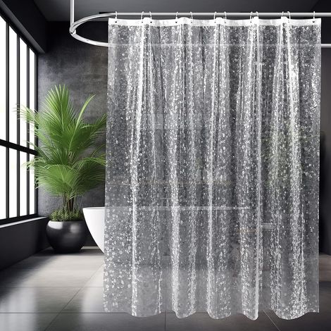 Transparenter Duschvorhang, Duschvorhang-Einlage, Kieselsteinmuster, mit Kunststoffhaken, 180 x 180 cm (1/4)