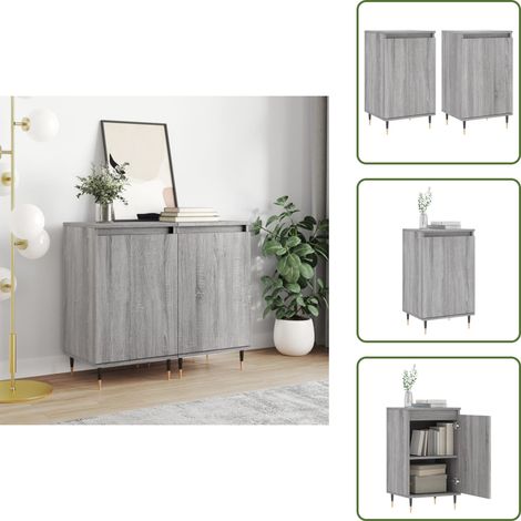 Buffets 2 pcs sonoma gris 40x35x70 cm bois d'ingénierie - Buffet Design - Meuble Rangement - Armoire Entrée - Commode Salon - Mobilier Chambre (1/5)