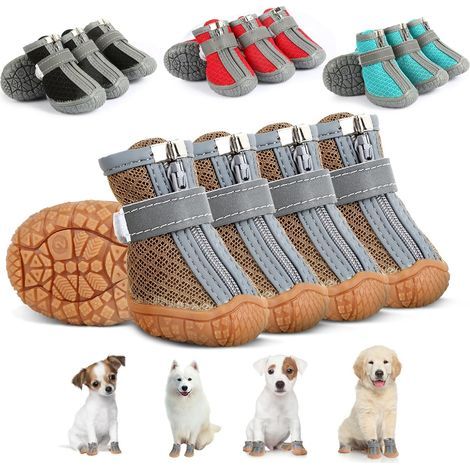 Hundeschuhe – Gummistiefel – Rutschfeste Sohle – Elastischer Verschluss – Größe L (3,8 cm) – Wasserdicht – Klettverschluss (1/5)