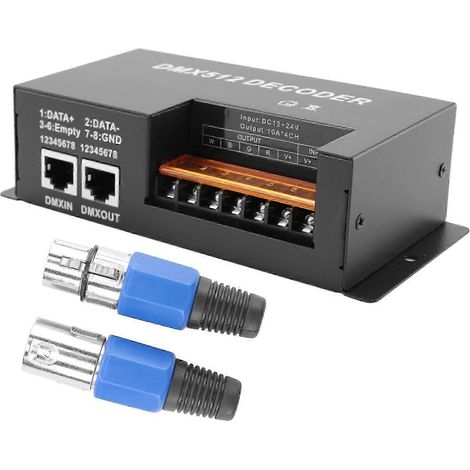 Décodeur DMX 4 canaux, pilote de gradation RGBW PWM DMX512, contrôleur de ruban LED RGBW, entrée 12 V-24 V CC kns (1/5)