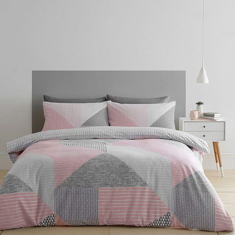 Catherine Lansfield Larsson Geo Pink King Duvet Cover Set