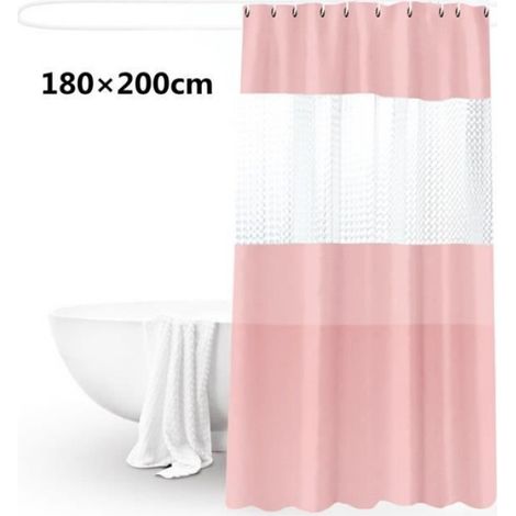 Rideau de Douche - - 3D Épaissi - Imperméable - Polyester - 180×200 cm - Rose (1/4)