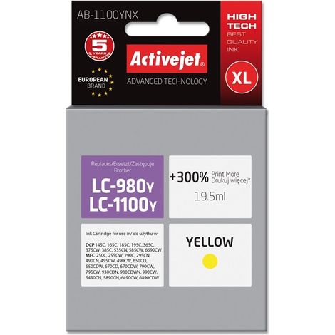 Activejet AB-1100YNX Gelbe Supreme-Tinte - Ersatz für Brother LC1100Y/980Y