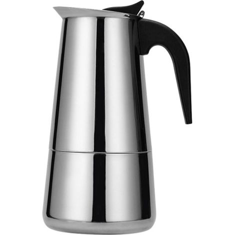 Portable electric coffee maker in stainless steel, 450ml, Moka Latte pot, espresso filter, European coffee cup (1/5)