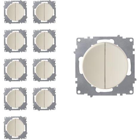 Interrupteur double, 1 voie (lot de 10) - beige