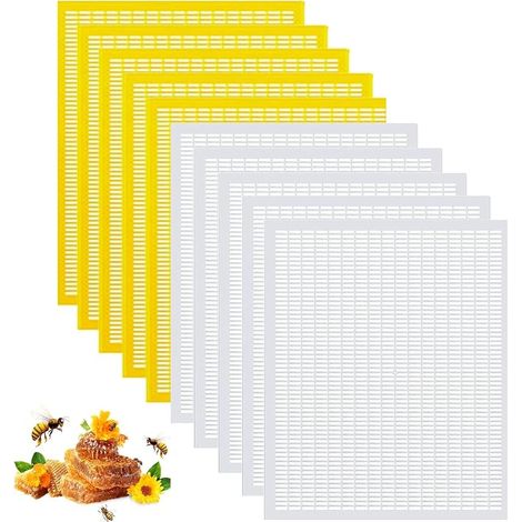 Confezione da 10 divisori in plastica per arnie a 10 telaini - Per apicoltura - Per apicoltura e apicoltura - Separazione delle api dalle arnie - Accessori per apicoltura (bianchi e gialli) (1/5)