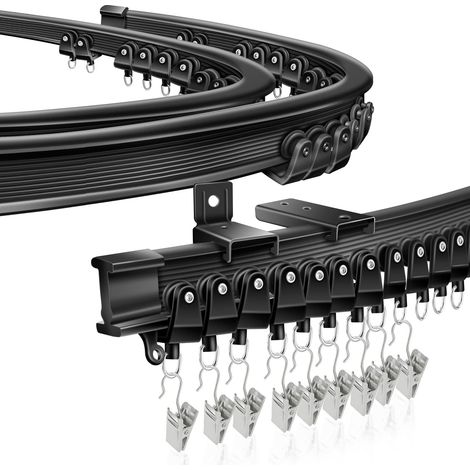 Rail de rideau de plafond pour baie vitrée, 5M/16,4FT rail de rideau flexible et pliable montage au plafond et au mur, système de rail de plafond en plastique pour séparateur de salle de douche (1/5)