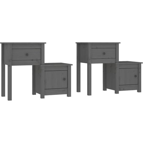 Maison Exclusive - Nachttische 2 Stk. Grau 79,5x38x65,5 cm Massiv