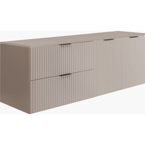Set da bagno: mobile con cassetti e mobile con ante 57×46×160 cm, colore: cashmere, maniglia nera (1/5)