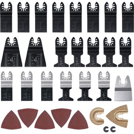 ZOLGINAH 32PCS Kit de herramientas múltiples de hoja de sierra oscilante mixta para Fein Multimaster, Porter Cable, Rockwell, Black & Decker, Bosch Craftsman, Ridgid Ryobi, Makita Milwaukee, Chicago,  (1/5)