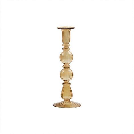 Bougeoir vintage en verre transparent marron, support à bougie décoratif pour intérieur, pièce unique de style rétro pour bougies standard (1/5)