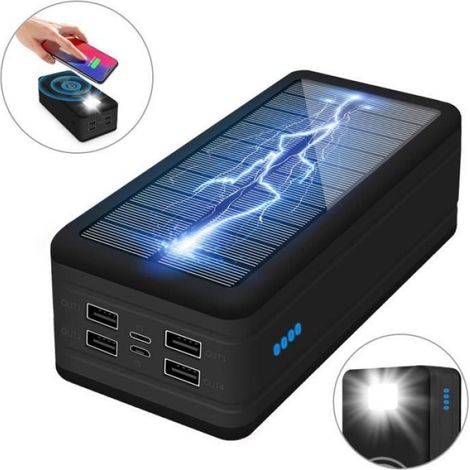 Chargeur Solaire - 20000 mAh - 4 Ports USB - Charge Sans Fil - Lampe LED D'Urgence - 1 Piece (1/4)