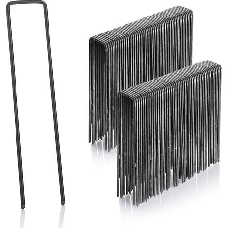 Lot de 100 Piquets de Fixation - 15 cm x 2.5 cm - Ø 2.9 mm - Acier Galvanisé-Sardine Piquet Terre Tente Jardin (1/5)