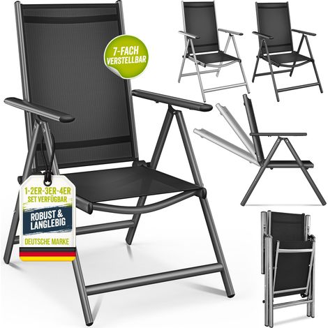 tillvex Sedia da giardino pieghevole antracite in alluminio Sedia con schienale alto e braccioli Sedia pieghevole regolabile Poltrona pieghevole per balcone, giardino, terrazza (1/5)
