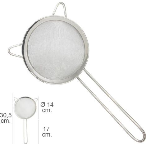 ORYX colador acero inoxidale plus ø 14 x 30,5 cm. , Colador Acero Inoxidale Plus - Medida colador: Ø 14 cm.- Longitud mango: 17 cm.- Longitud total: 30,5 cm.