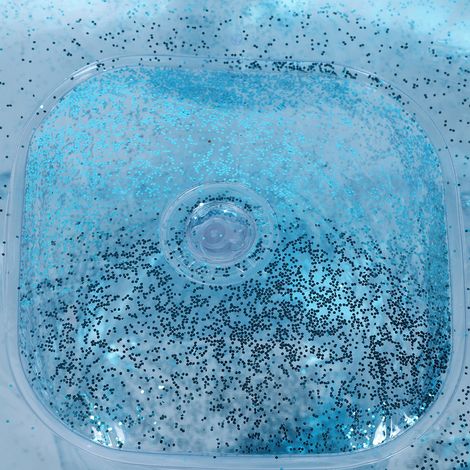 Canapé-lit gonflable transparent pour adulte avec décoration à paillettes, idéal pour la sieste et le sommeil (bleu). (1/5)