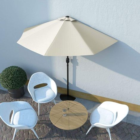 Sombrilla de balcón semicircular palo aluminio arena 270x144cm vidaXL