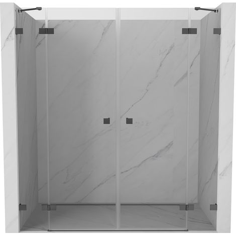 Mexen Lunar Duo Duschtür, schwenkbar 170 cm, transparent, Gun Metal - 834D-170-000-95-00