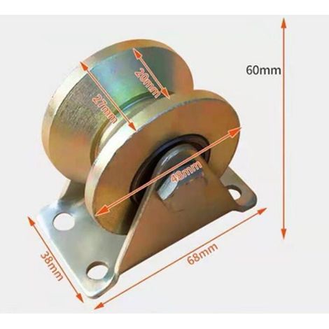 4 Roues acier, Rainure en V 50mm, Acier galvanisé, Charge 300kg, Portail coulissant (1/4)