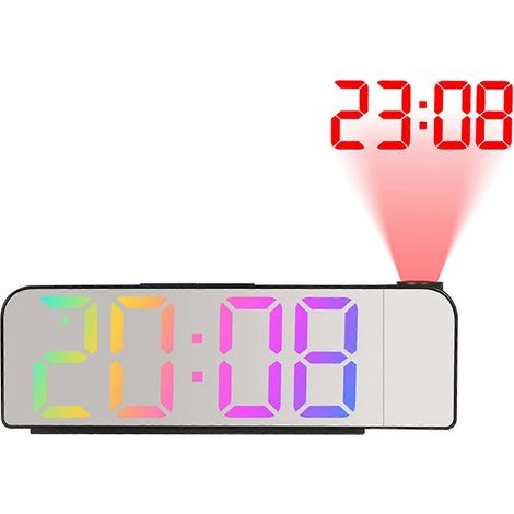 Horloge numérique LED avec affichage projecteur et veilleuse - Horloge de bureau (1/5)