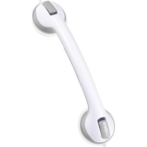 Barre d'appui pour salle de bain et douche. poignée de douche robuste à ventouse de 40 cm. barre d'appui de baignoire amovible et étanche. grise et blanche. pour femmes âgées et enceintes (1/4)