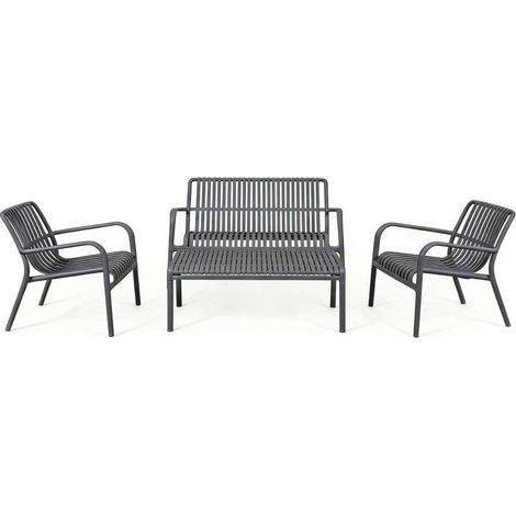 Domo Mea Set Breeze Salotto Giardino Antracite - Divanetto, Tavolino, 2 Sedie (1/5)