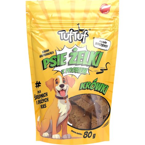 Golosinas de gelatina TufTuf para perros, sabor a pollo, 80 g (1/3)