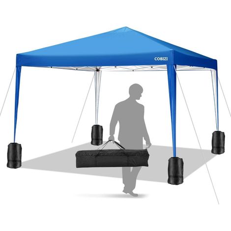 Faltpavillon 3x3m wasserdicht mit Rolltasche, blau, verstellbare Höhe (1/5)