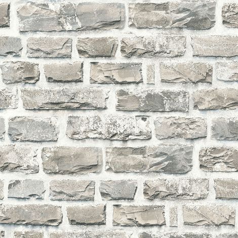 BRICOFLOR Papier peint brique Papier peint pierre Papier peint imitation brique Papier peint intissé Beige / crème Multicolore Gris - 10,05 x 0,53 m (1/5)