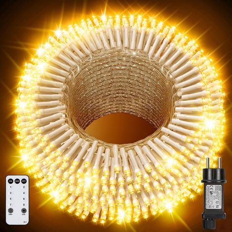 Guirlande Lumineuse Exterieure, 100M+5M 800LED Noel Interieur, 8 Modes Ip65 Imperméable Guirlande Lumineuse Chambre pour arbre de Noël Halloween Jardin Cour Fête Mariage [Classe énergétique G]