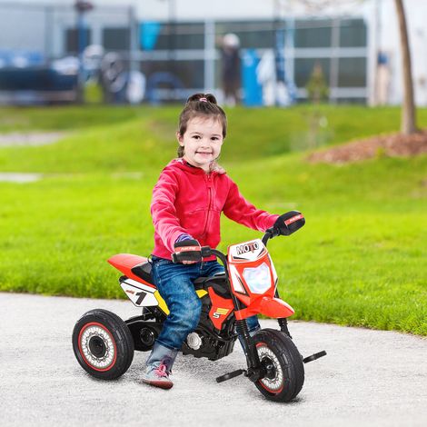 Tricycle enfant style moto à pédales avec effets lumineux et sonores, 3 grandes roues, 18-36 mois, 71 x 40 x 51 cm, rouge (1/5)