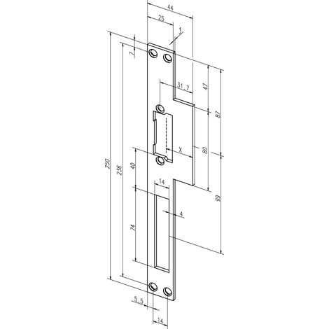 Piastra di chiusura per pannelli 14C ktg.B.44xL.250mm DIN L/D